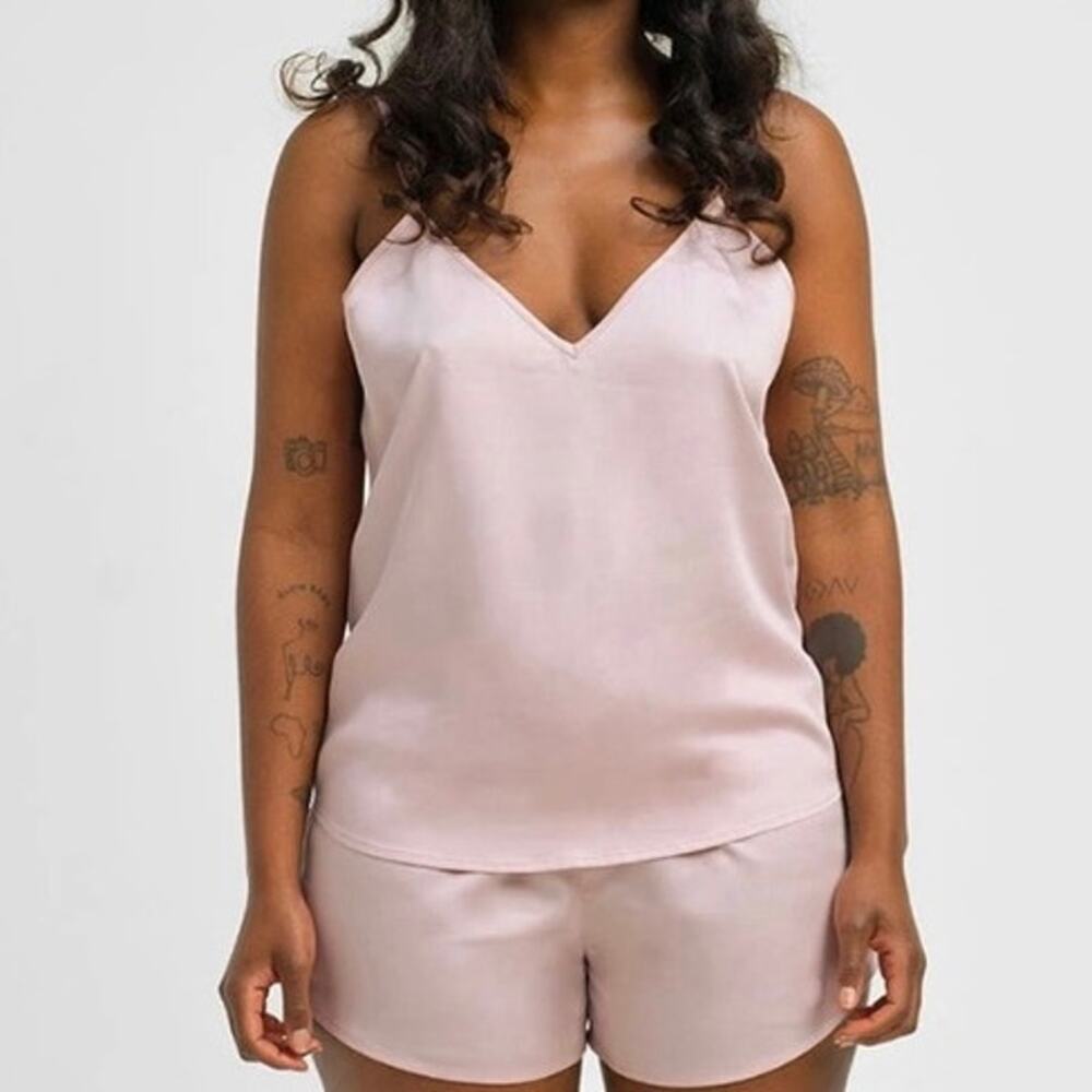 Ettitude Baby Pink Sateen Sustainable Lyocell Bamboo Sleep Tank NWT Size Small
